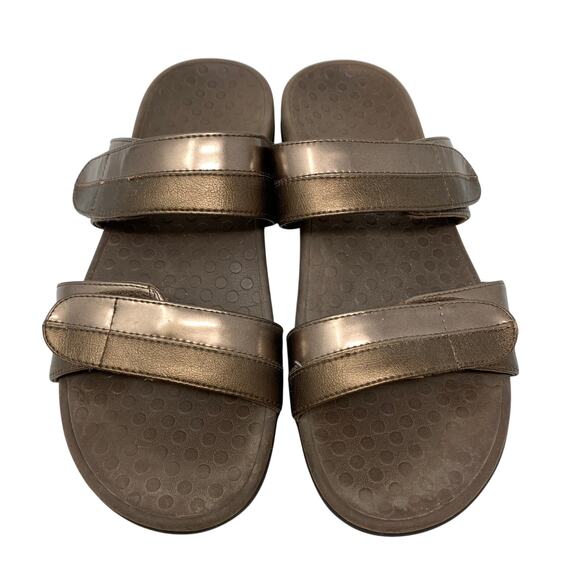 SOLD Vionic Shore Double Strap Comfort Slide Sandals Womens Size 10 Bronze - Picture 4 of 7